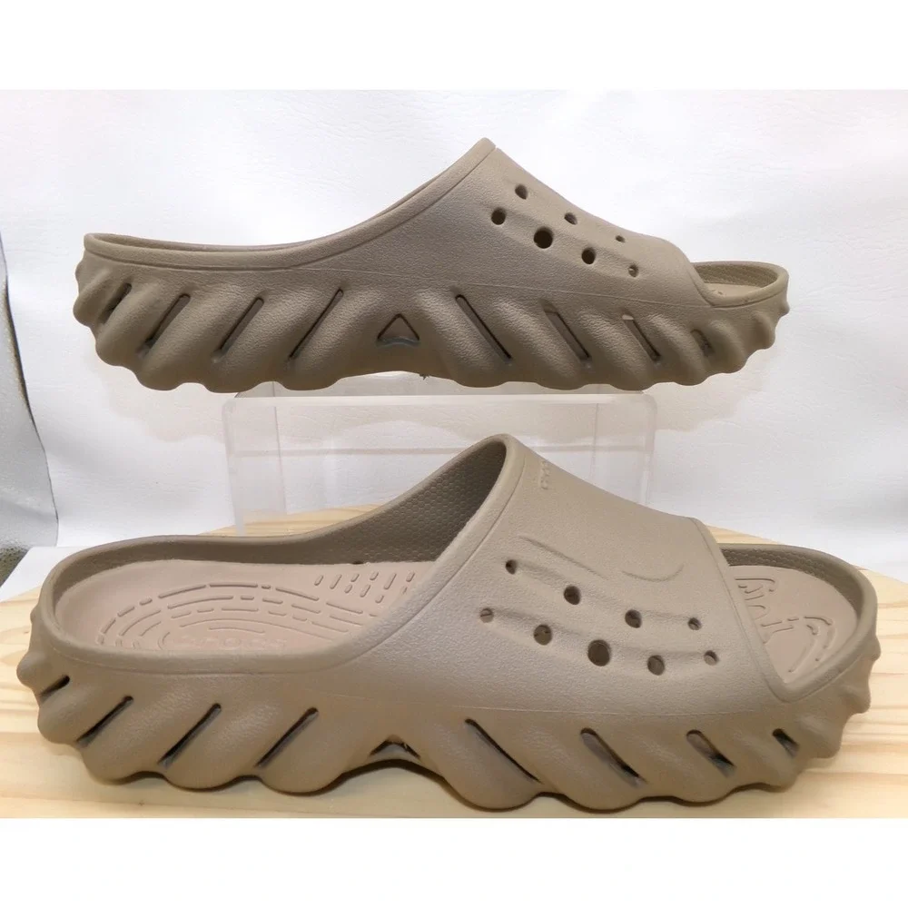 Crocs Echo Slide Sandals Mens Light Brown Size 14 Slip On Comfort Casual Sporty